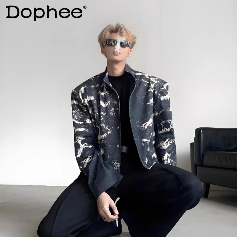 

Men's Stand Collar Long Sleeve Jackets 2025 Autumn New High-End Trendy Stylish Coats Male Handsome Contrast Color Chic Jackets