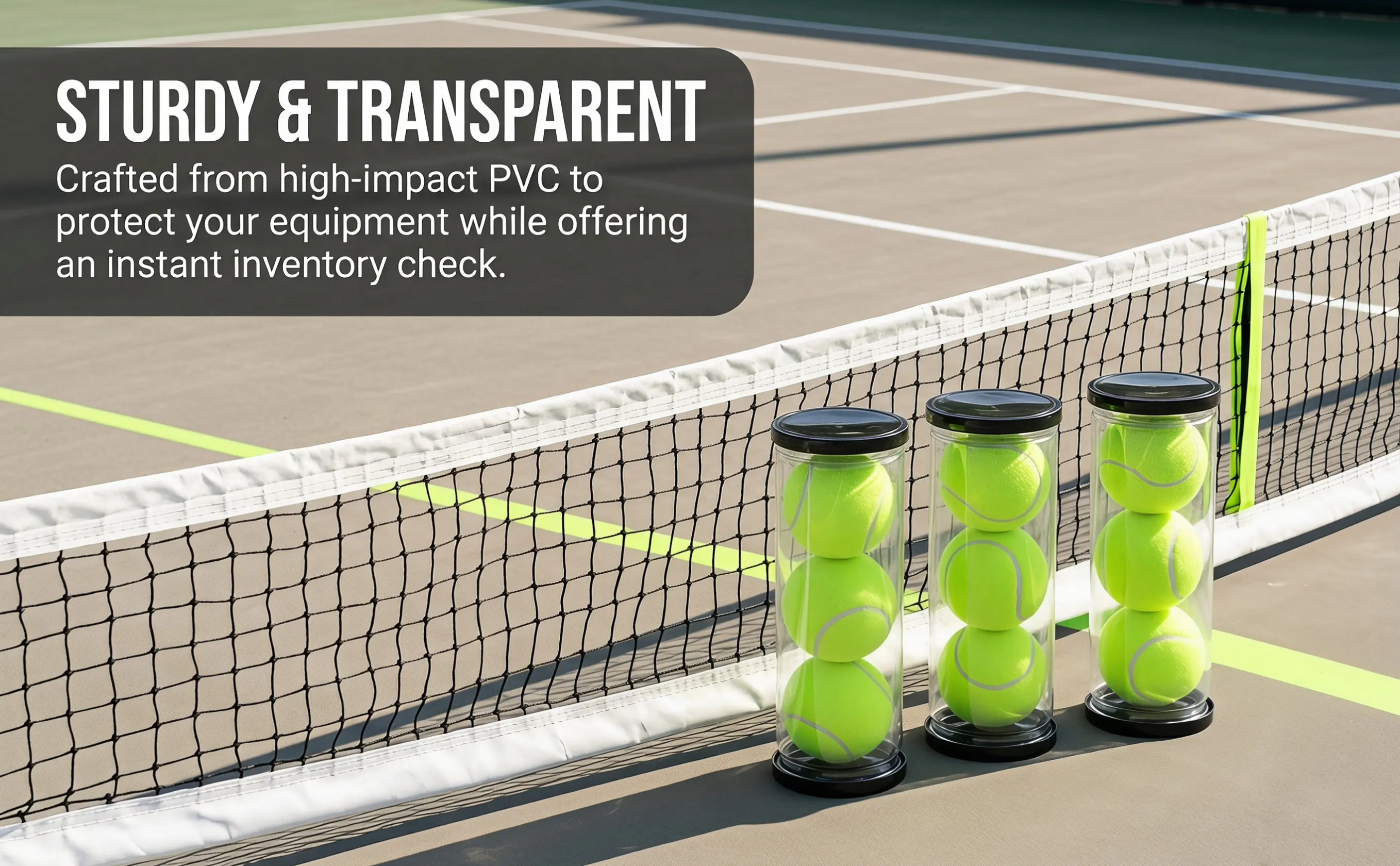 3Pcs Tennis Balls Storage Bottle Clear PVC Balls Container Multi-Function Sports Supply Tennis Holder with Lid Portable