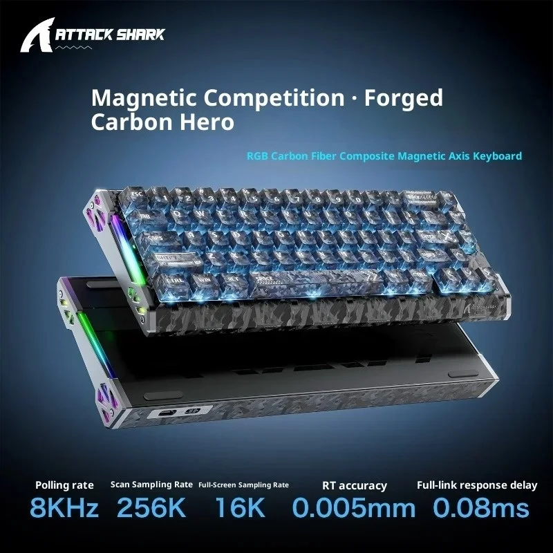 Attack Shark R68HE E-sports Magnetic Switch Mechanical Keyboard with Carbon Fiber Design, Specially for Valorant and Delta Force