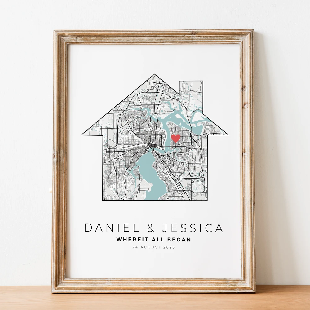 Custom Personalized City Map Valentines Day Wedding Gift For Him Wall Art Prints Canvas Painting Poster Pictures Living Room