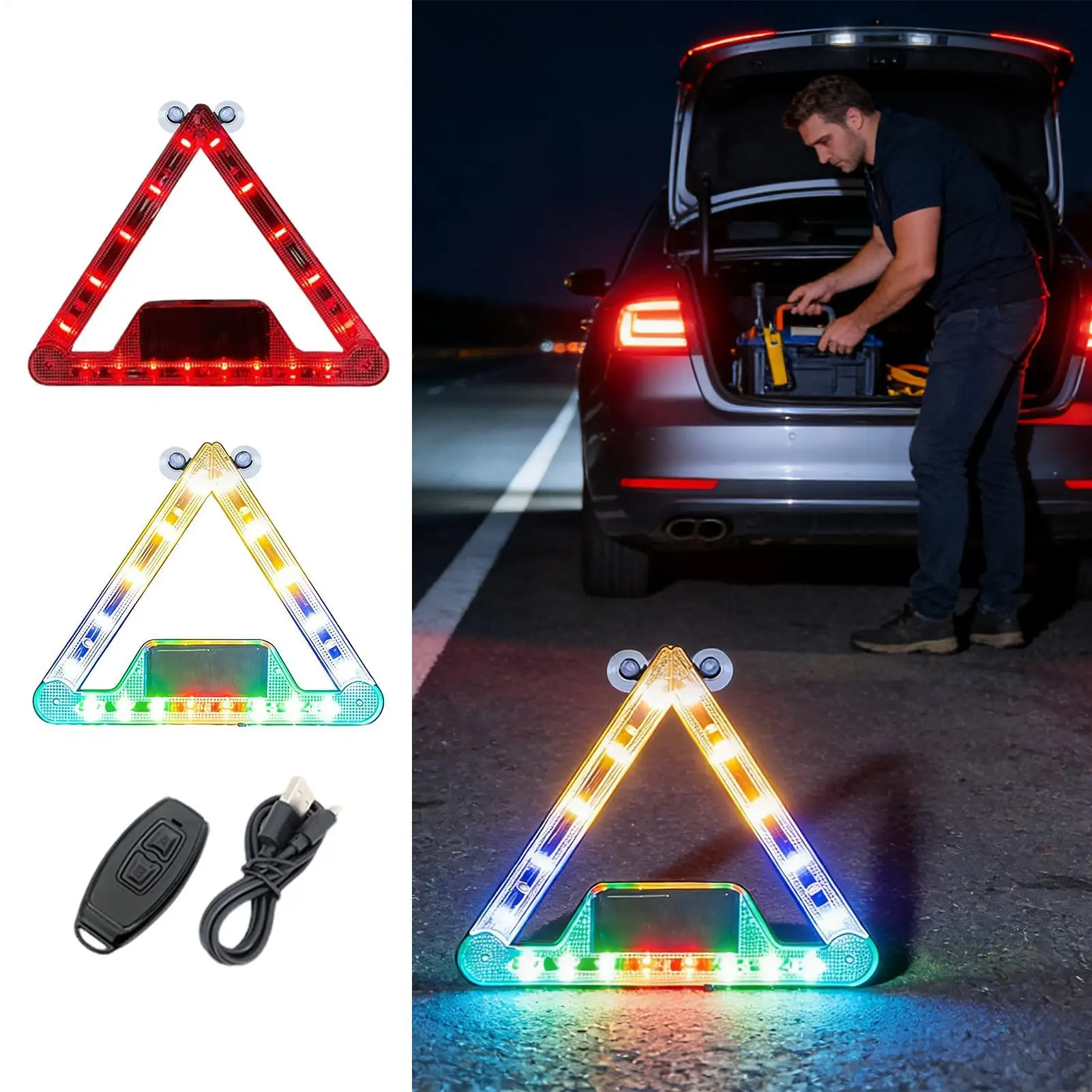 

Strobe Lights For Car Triangle Warning Lamp With Rotating Joints Warning Light For Truck SUV Trailer Outdoor Highway Night