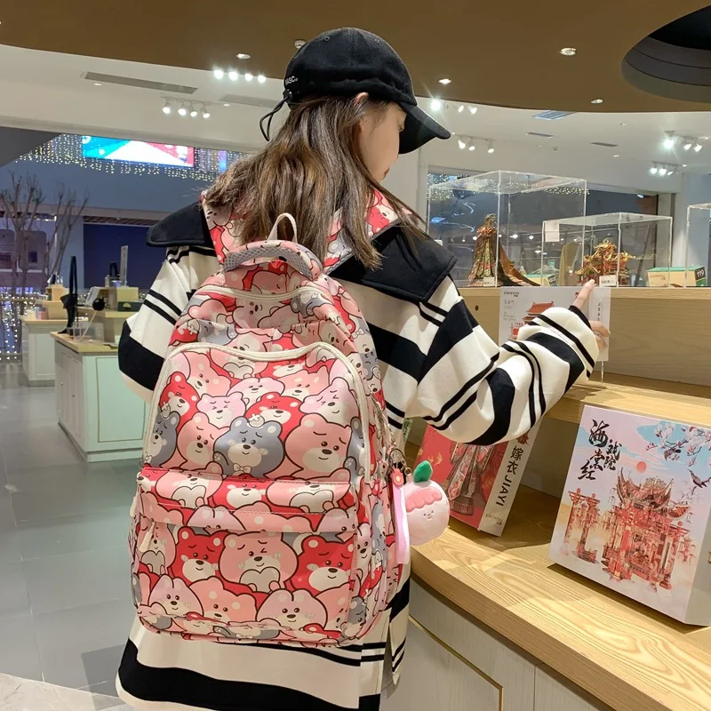 Cartoon printing Backpack For Girls and Women Large Capacity Waterproof Multi-pockets Schoolbag College Student Laptop Bag ita