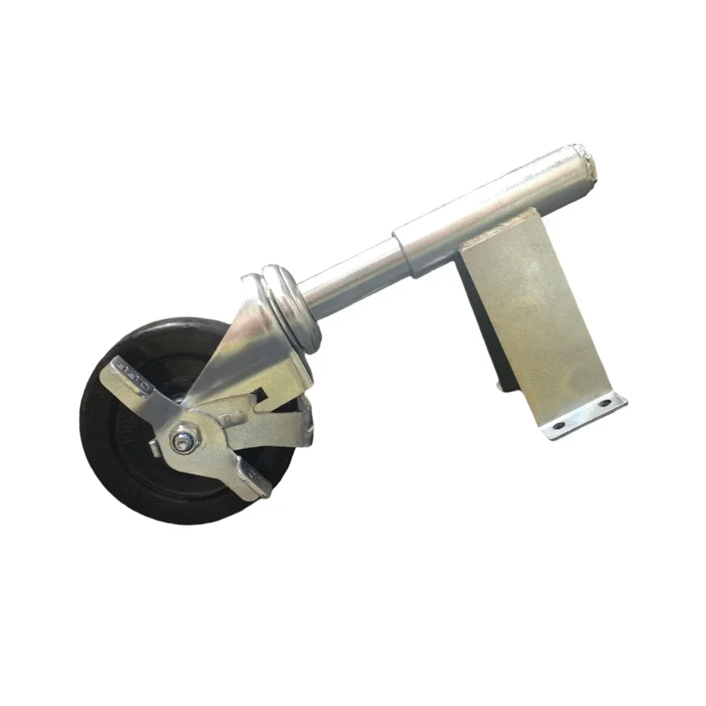 

#Heavy Duty V type Fence swivel gate caster black rubber wheel spring loaded with Side Brake and mounting holes for wooden gate