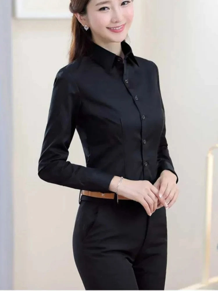 White Shirt Women Polyester Cotton Shirts for Women Long Sleeve Blouse Women Dress Shirts Fashion Female Clothing OL Womens Tops