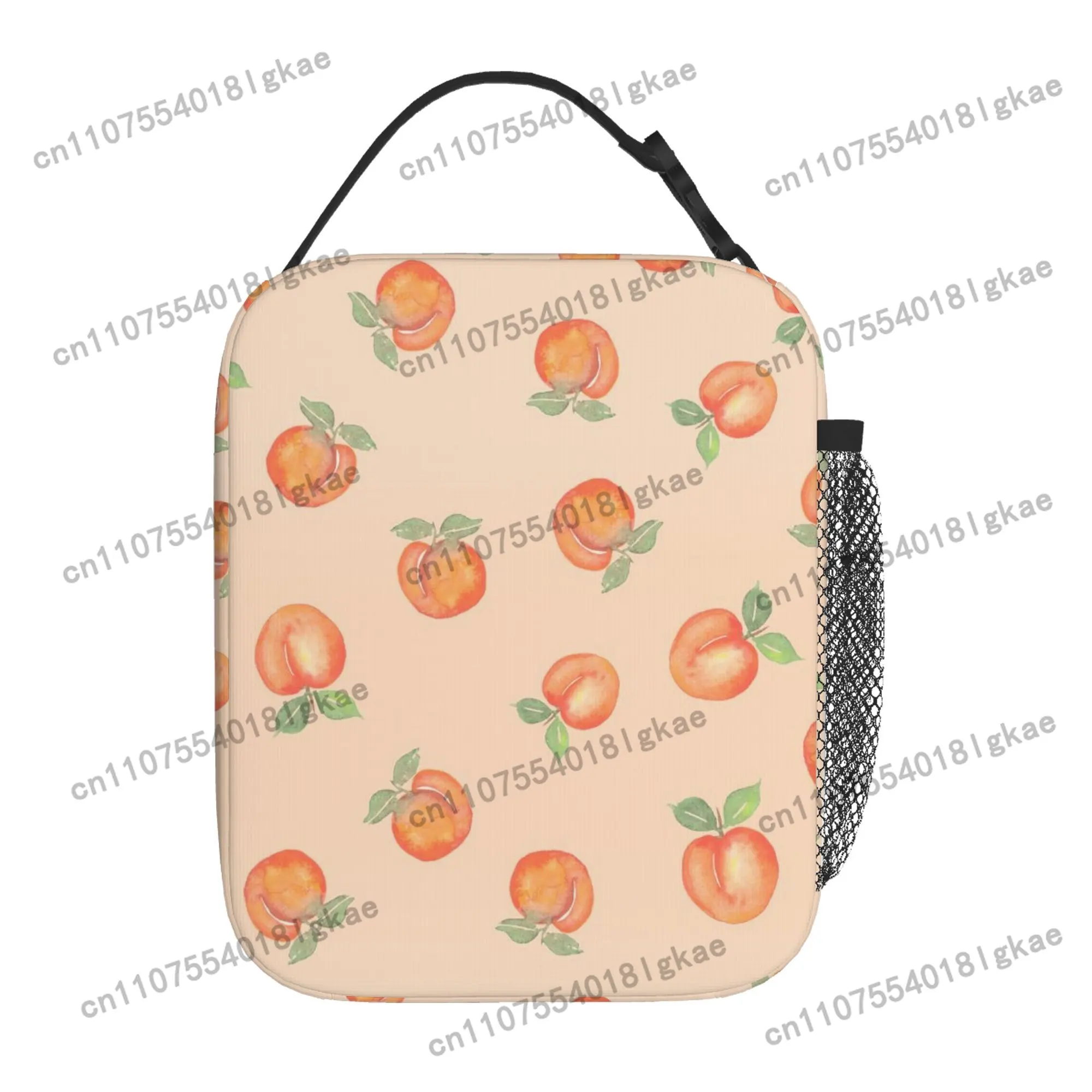 1 Stück Isolierte Thermotasche mit Pfirsichmuster - Wiederverwendbar, Lebensmittelkontaktfrei, Tragbar & Kühlgeeignet für Zuhause, Büro oder Restaurant