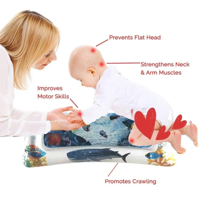 Q0KB Mata Wodna dla niemowląt Tummy Time Zabawa Przenośna mata dla niemowląt nadmuchiwana matka brzucha Mata