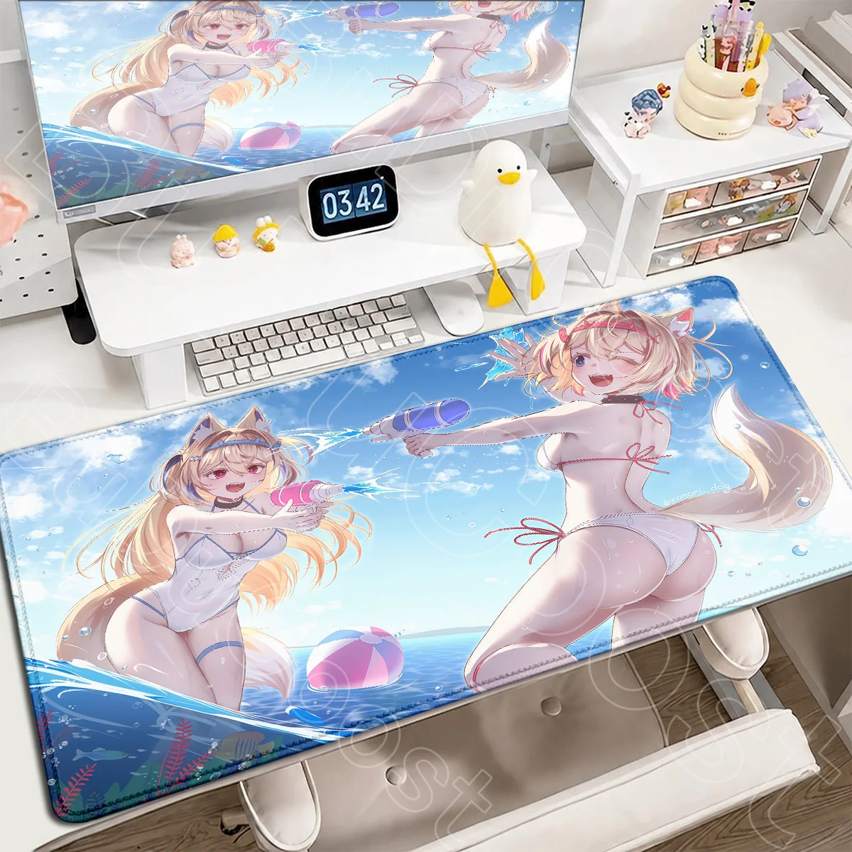 PC-Gaming-Zubehör: Neuer heißer Verkauf – Virtueller Idol Fuwamoco Speed XXL Schreibtischunterlage mit Rutschfester Kante und Gummi-Mauspad-Funktion – Detail 7