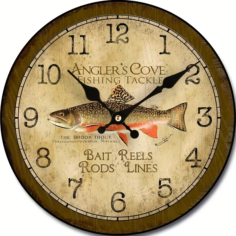 

Round Vintage Fish Clock For Kitchenofficecafe Decor, Classic Beautiful Home Art Decor, AA Battery (not Included)