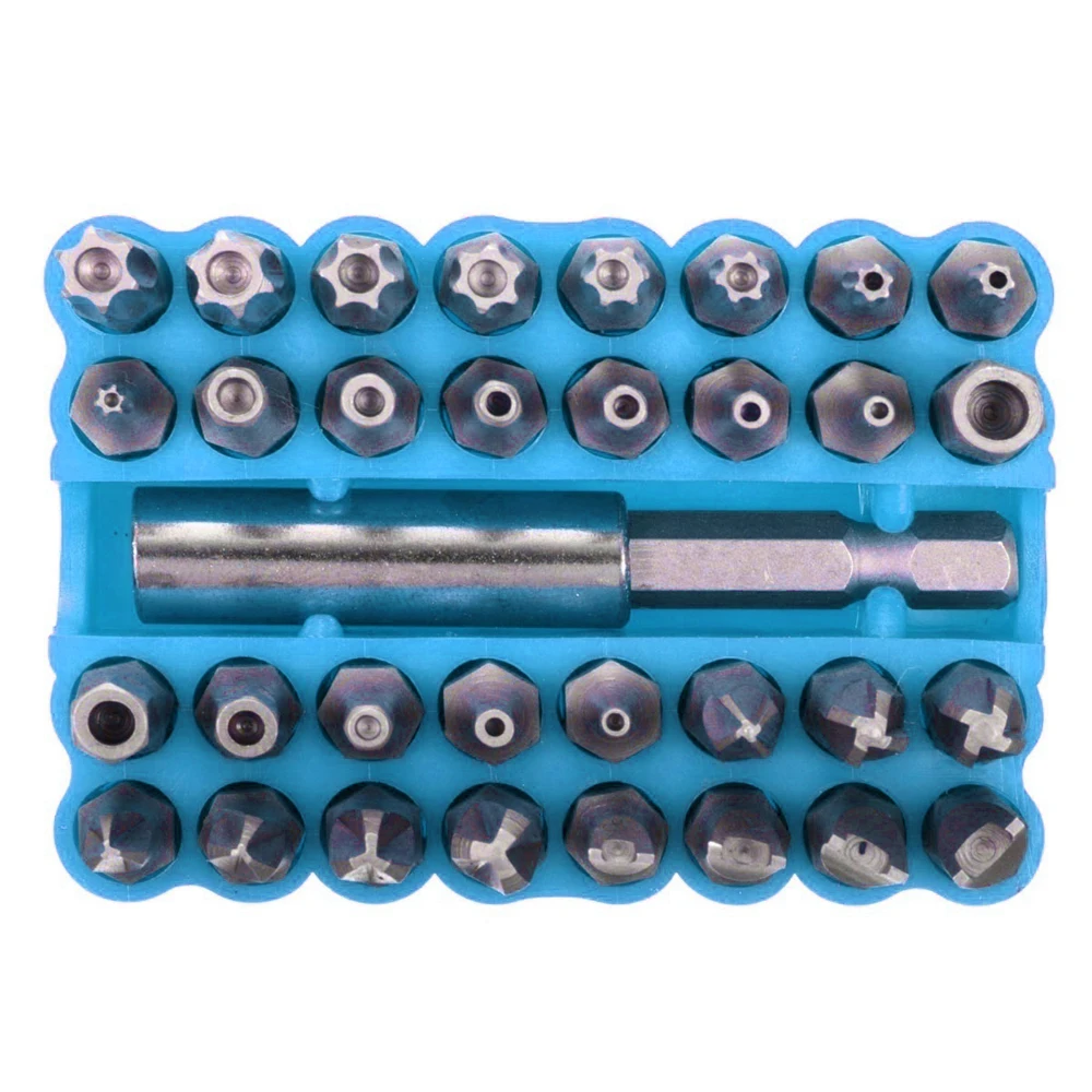 33pcs Tamper Proof CRV6150 Screwdriver Bit Set with Magnetic Holder for Any Drills Screwdriver Nutdrivers Bits Hand Tools