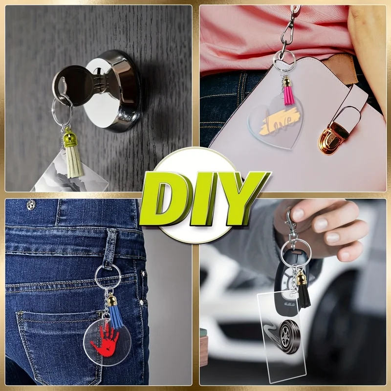 120pack Acrylic Keychains Personalized Hanging Accessories, Tassel Decor Keychains, Decorative Ornaments Personalized Custom view 4