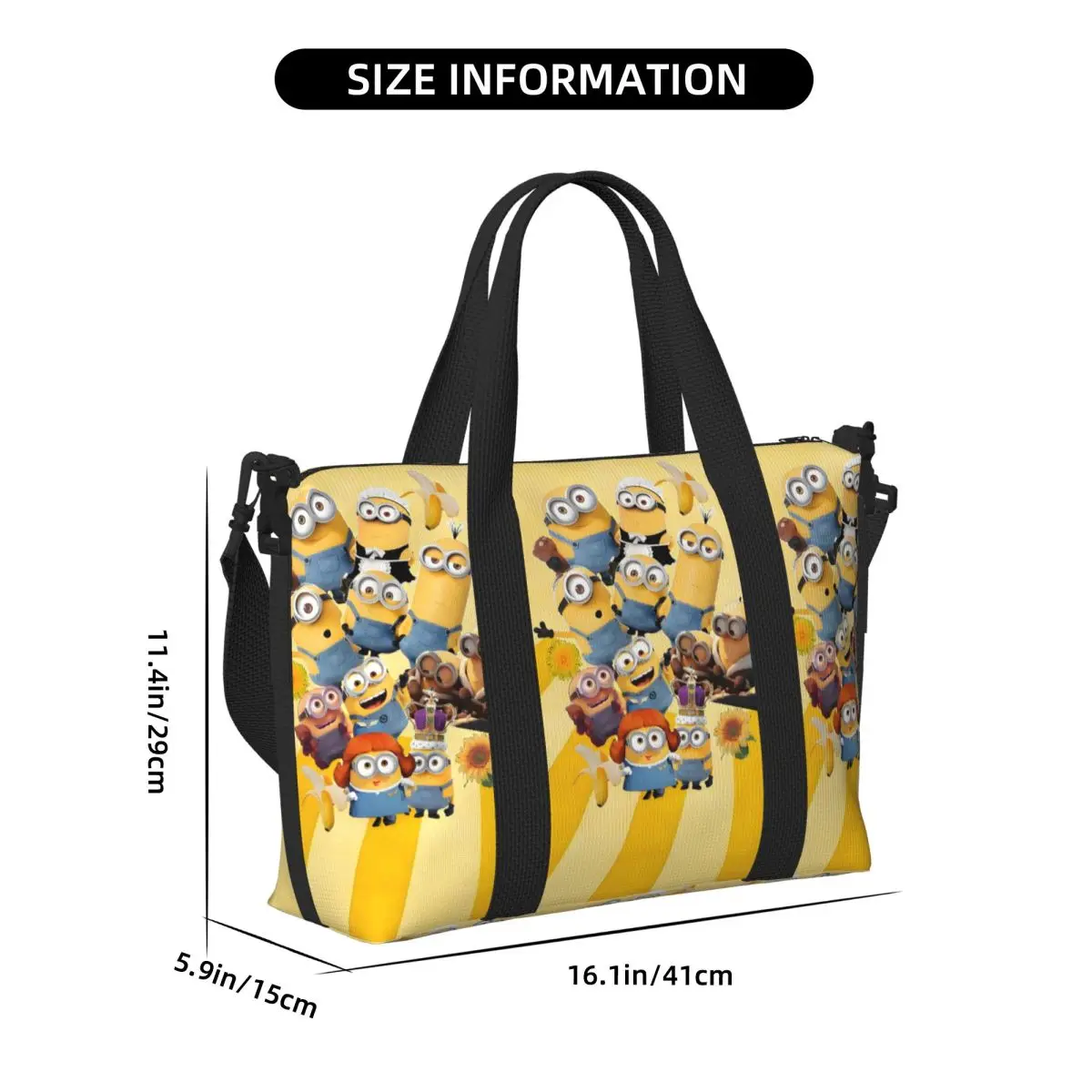 مخصص مضحك M-Minions حمل حقيبة المرأة سعة كبيرة لطيف الكرتون فيلم رياضة الشاطئ الكتف حقيبة سفر