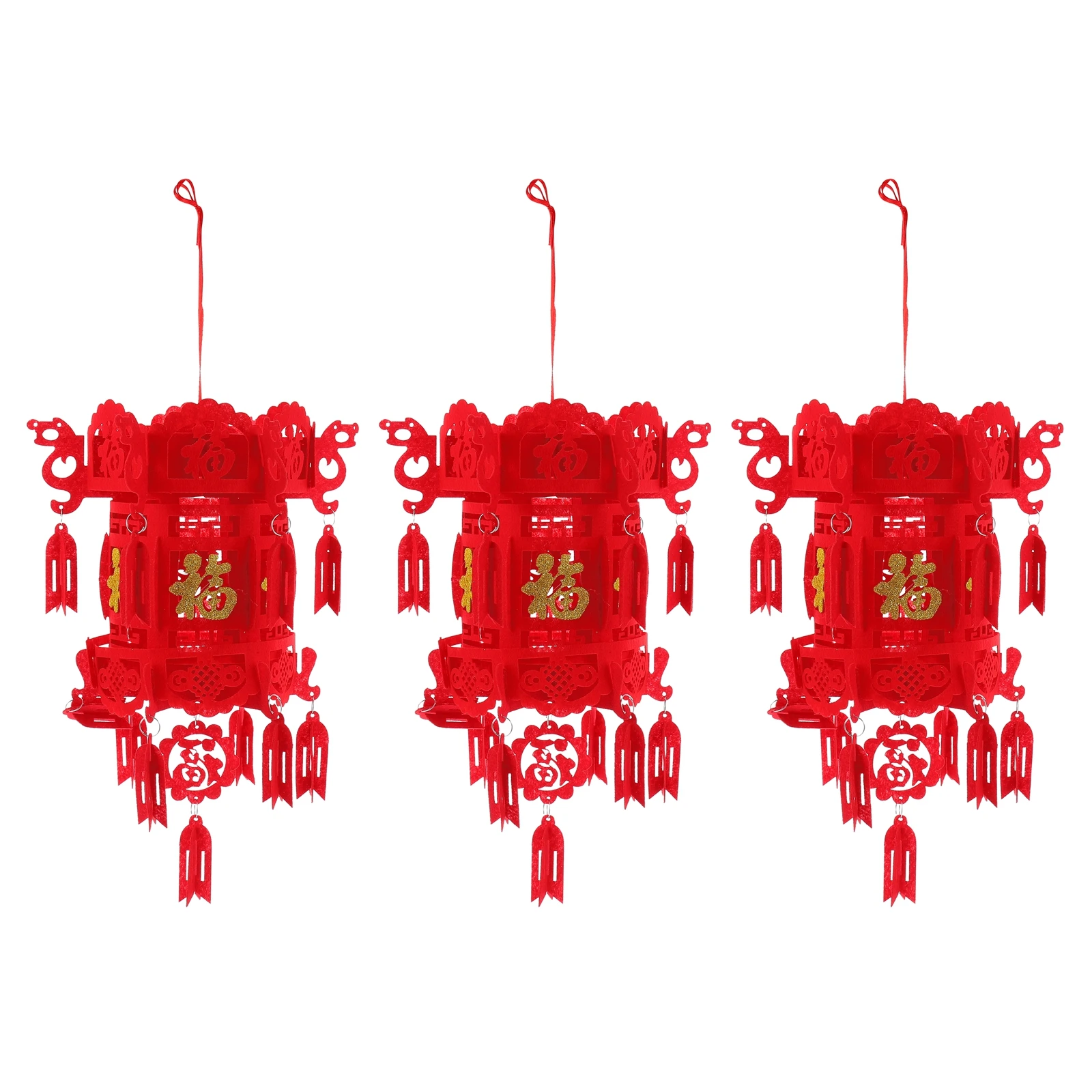 

3pcs Non-woven Fabric Palace Lanterns Reusable Durable Chinese Style Spring New Year Wedding Home Office Shop Garden