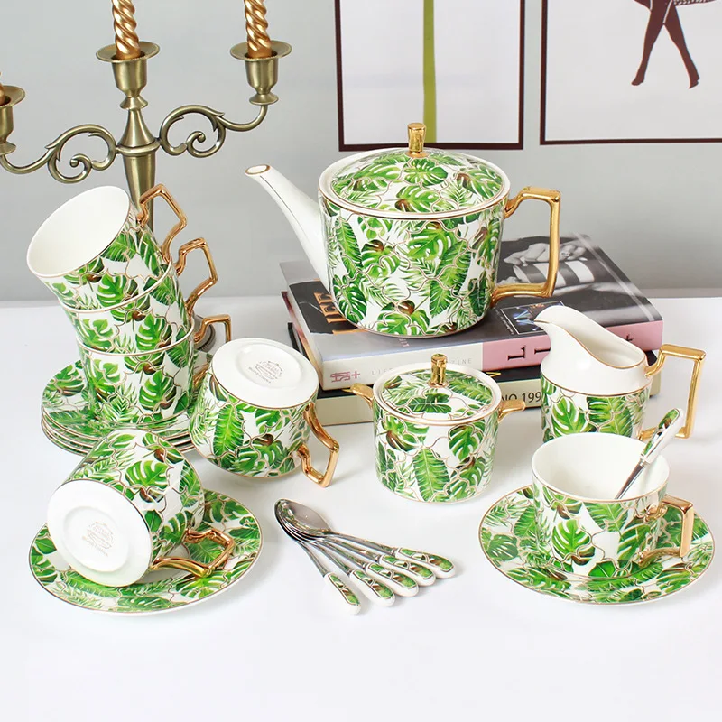 15PCS Ceramic Coffee Set  China Afternoon Gift Box Red Set Coffee Cup and Saucer