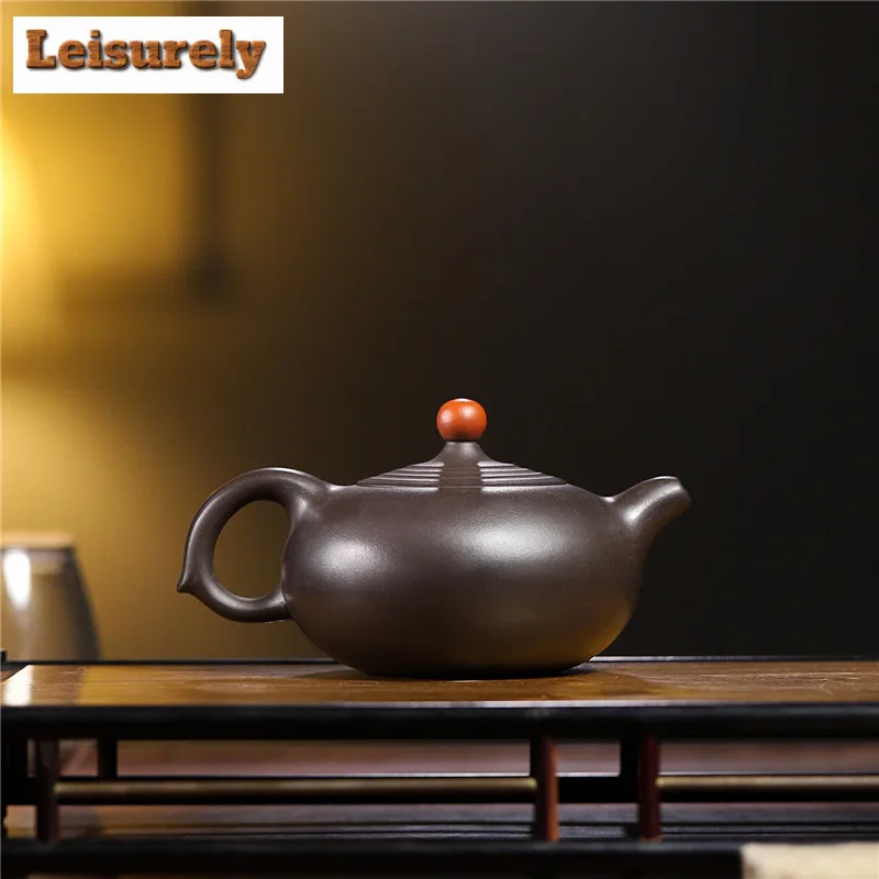 250ml Traditional Yixing Purple Clay Teapots Handmade A Stroke Of Luck Pot Raw Ore Stone Yellow Mud Kettle Zisha Teaset Tea Gift