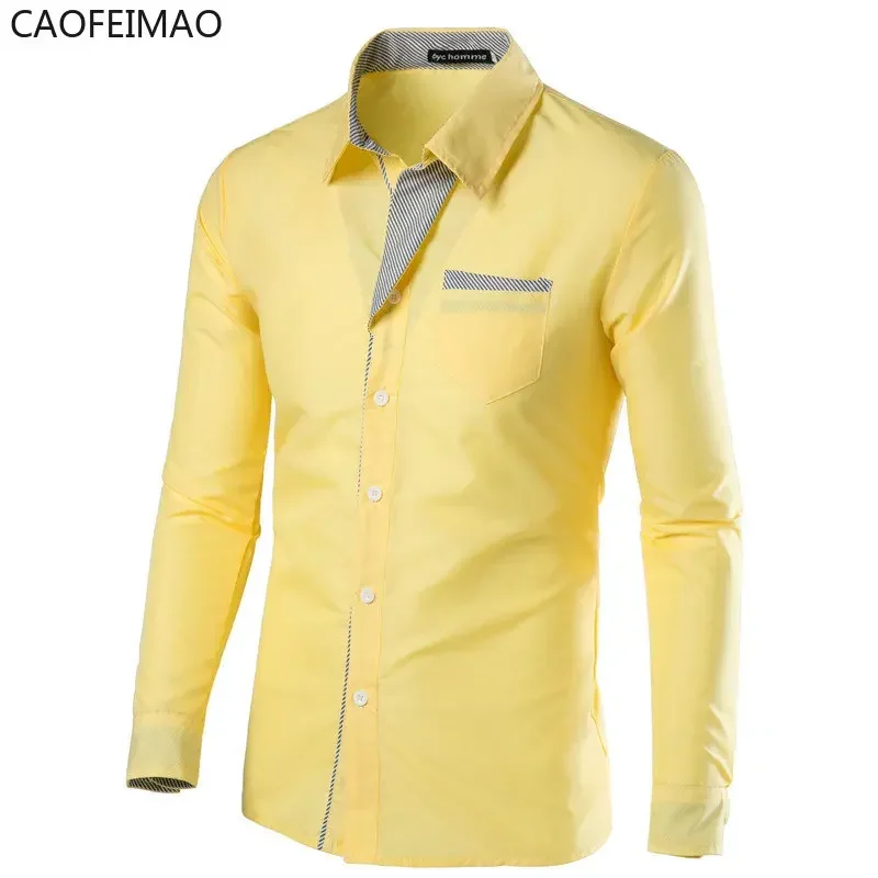 

Caofeimao 2023 New Fashion Camisa Masculina Long Sleeve Shirt Men Slim Fit Design Formal Casual Brand Male Dress Shirt