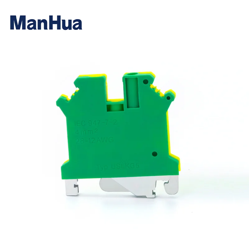 ManHua 10Pcs USLKG5 Screw Din Rail Terminal Blocks Ground Earth Universal Class Connector USLKG5 Wire Conductor