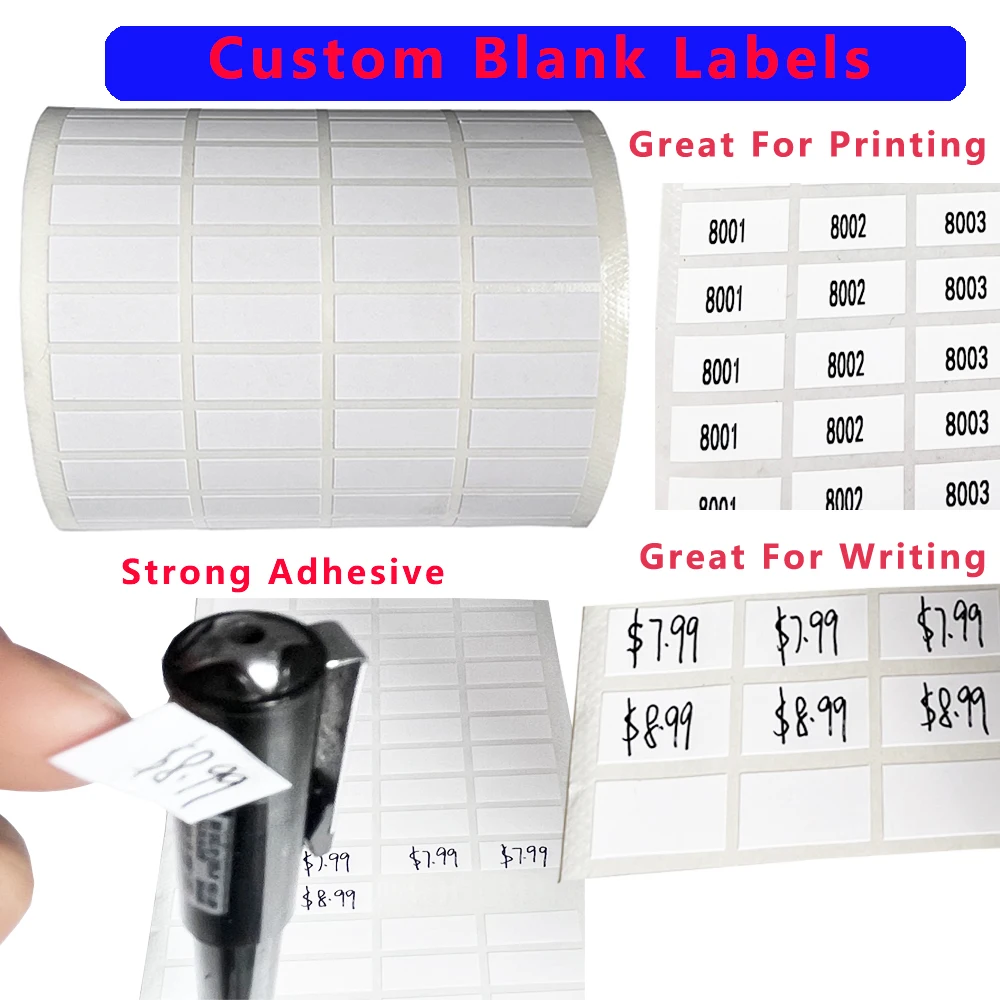 Custom Sticker Pack Roll 4 Row White Strong Self-adhesive blank Labels On File Folder Name Price Stationery Label Stickers