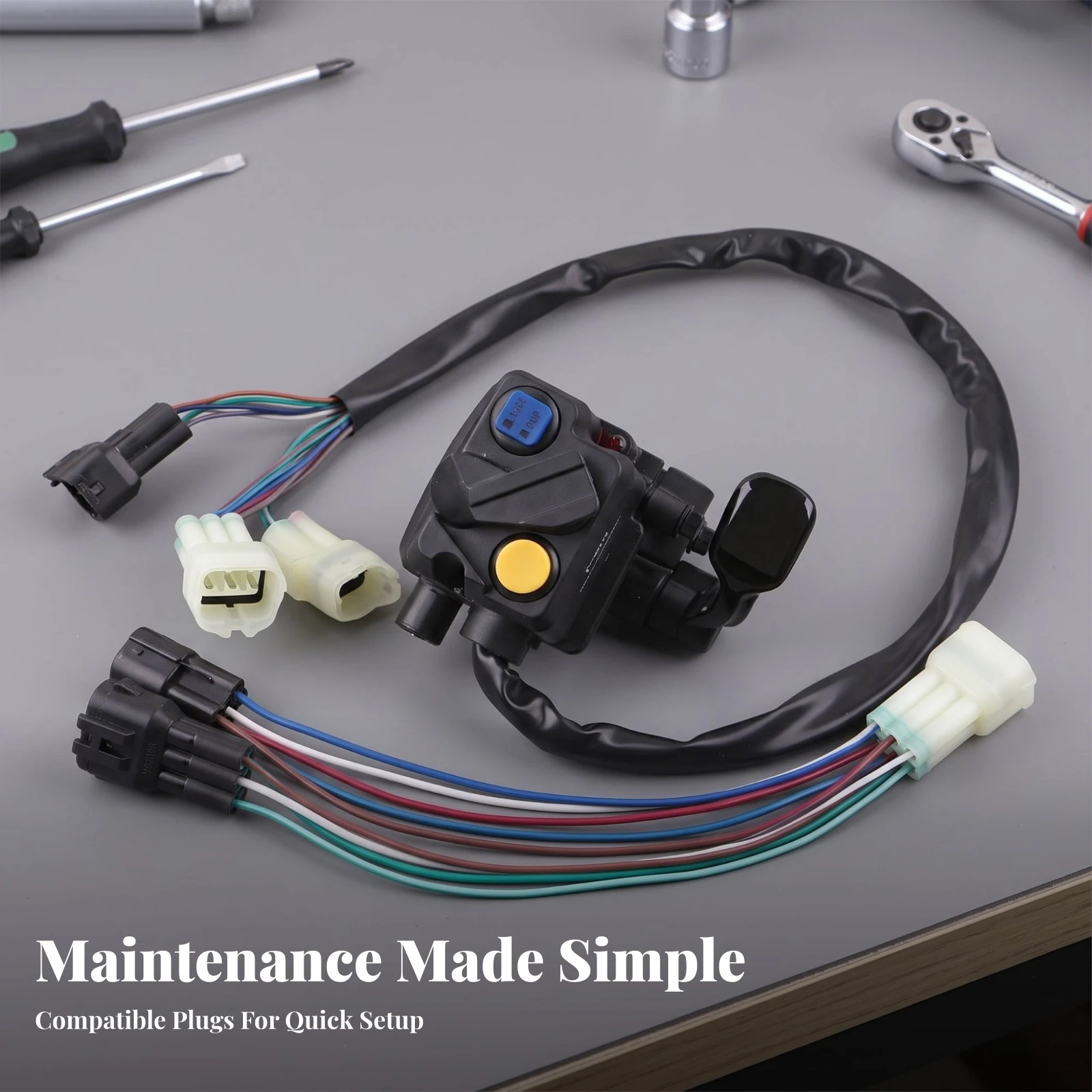 Handlebar Control Switch with Wiring Harness Direct-Fit Combination Switch Assembly Multifunctional Easy to Install