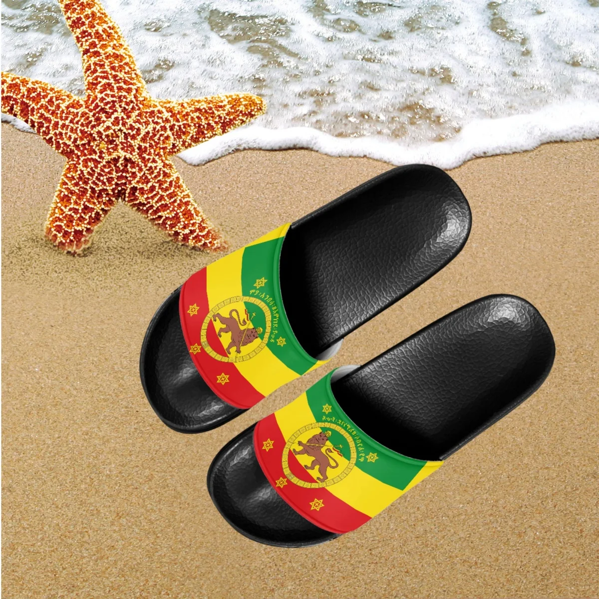 Ethiopian Flag Print Women Slippers Casual Slip-on Ladies Slides Classic Comfortable Slipper For Summer Breathable Beach Shoes