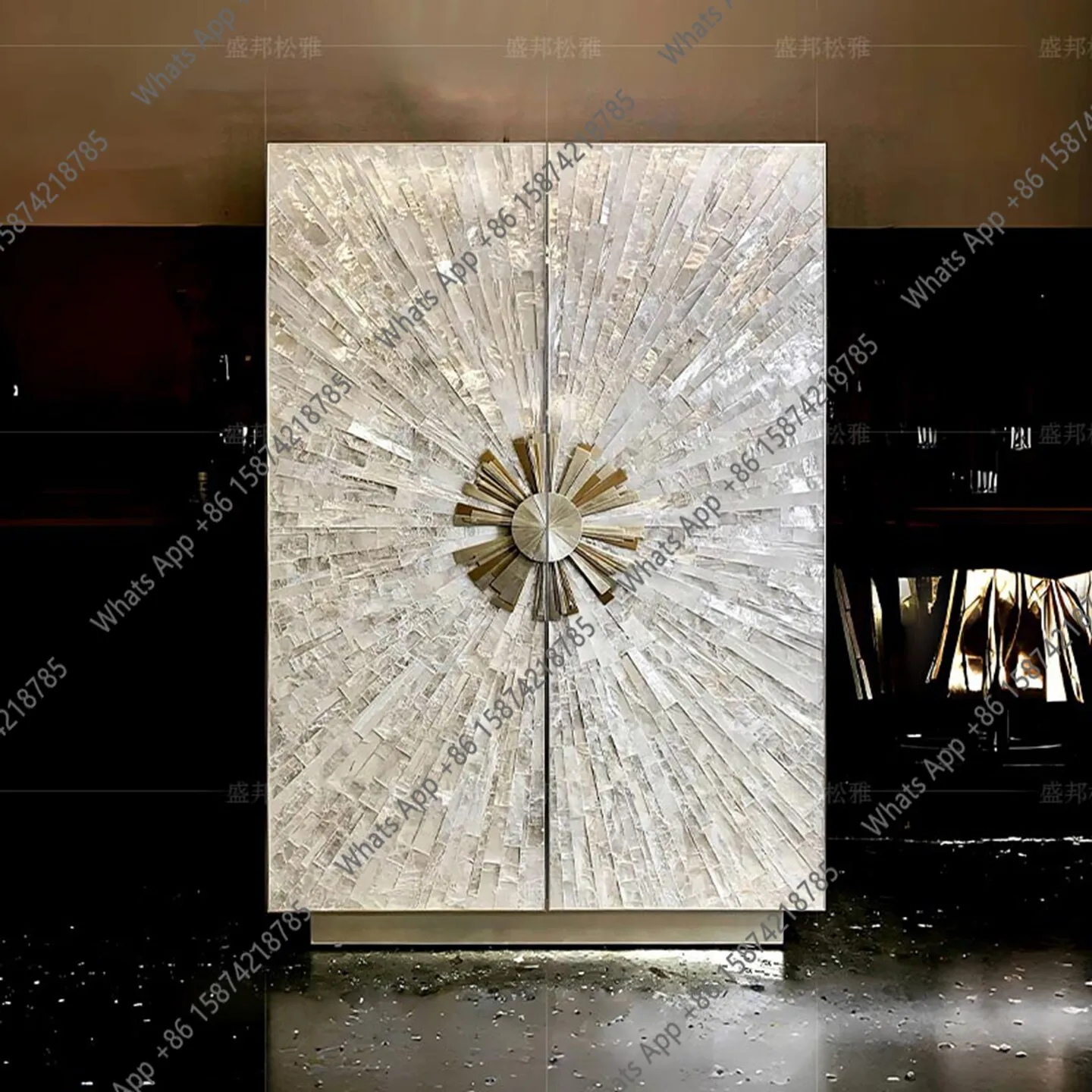ALight Luxury High-end Wine Cabinet Living Room Against The Wall Villa Modern High-end Glass Storage Side Cabinet