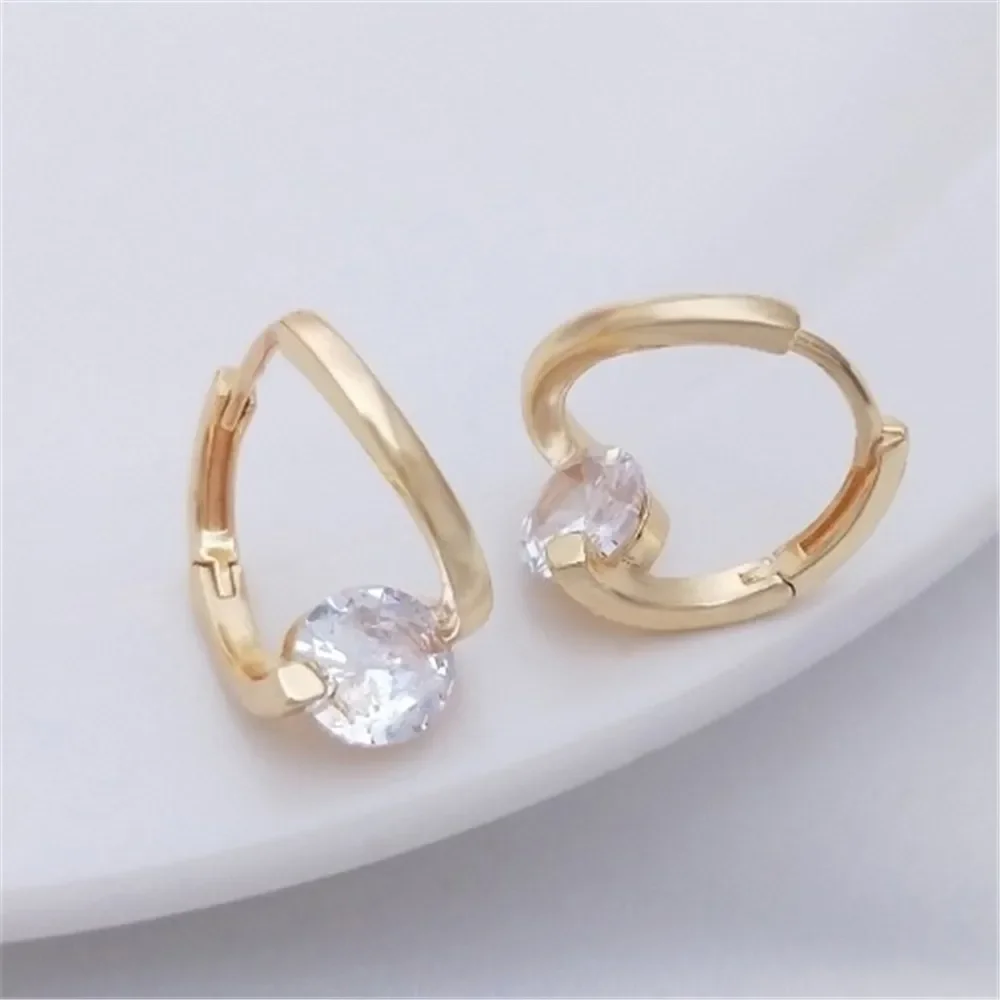 French Large Zircon Earrings 14K Gold-plated Ins Wind Simple and Luxurious Fashion Earrings Online Celebrity Temperament Earring