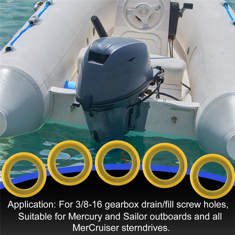 YWDZ-6Pcs 26-830749 Gearcase Drain Plug Seal Washer Gaskets, Lower Unit Grease Gaskets Washer Drain Plug Seal For Mercruiser