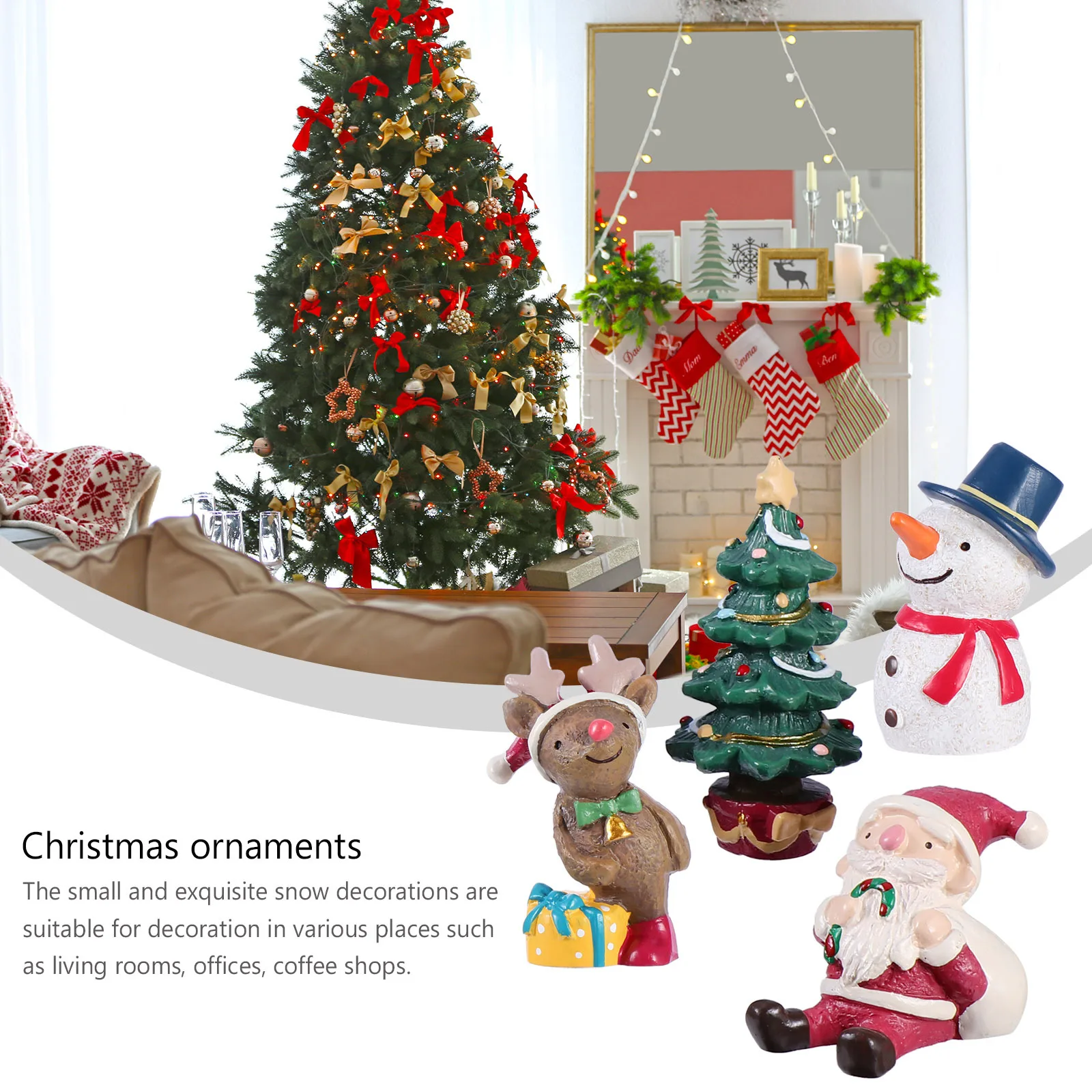 

4Pcs Resin Mini Ornaments Christmas Theme Hand Painted Decorative Crafts Micro Landscape Decor Indoor Outdoor Resin Art