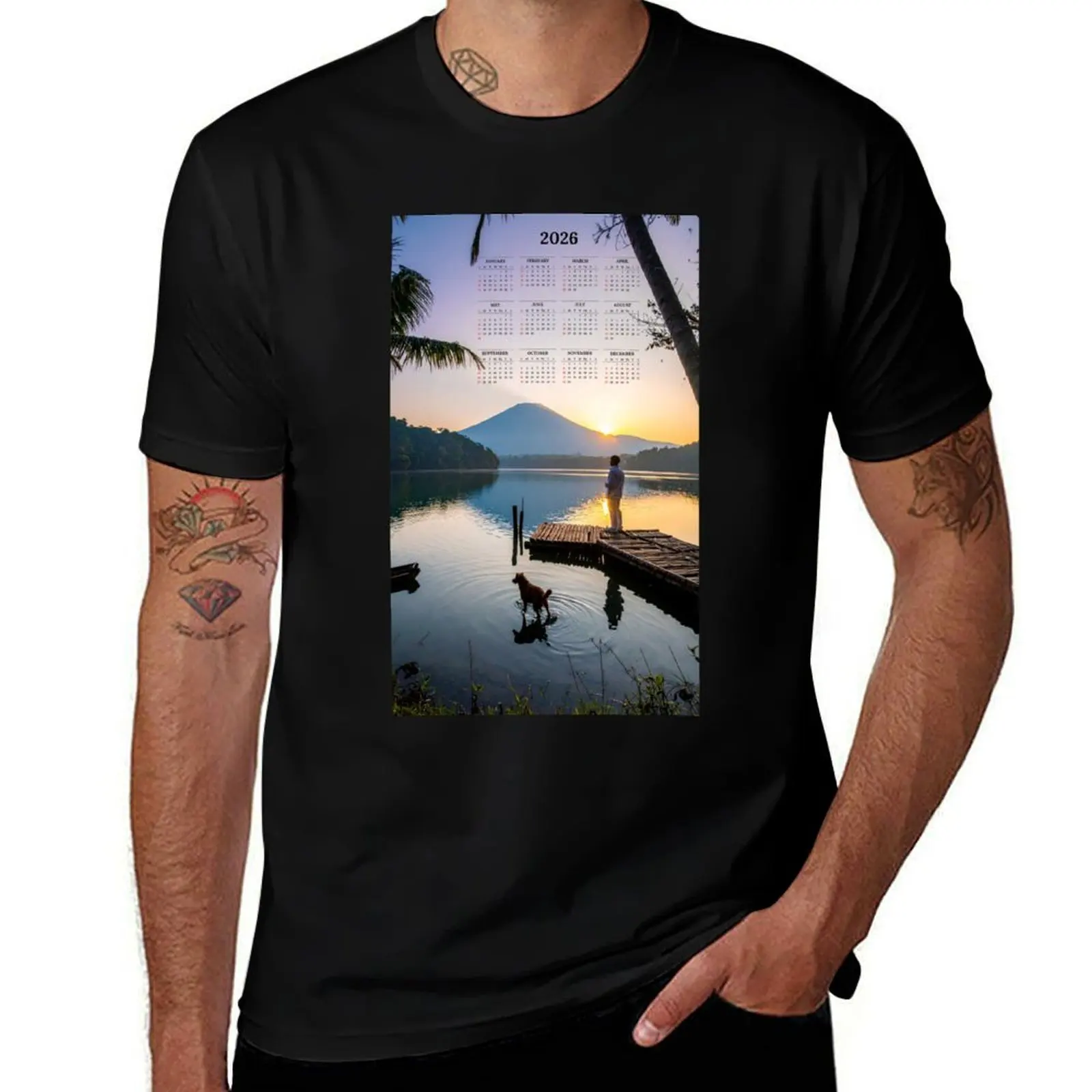 

Serenity Over the Lake 2026 Calendar T-Shirt anime man t shirt affliction shirts summer 2025 mens clothes