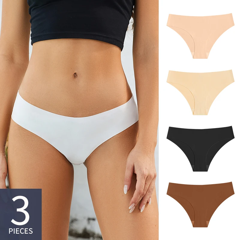 3 Pieces Seamless Panties Women Briefs Low Waist Lingerie Female Underwear Fitness Sports Underpants Plus Size XS-XXL