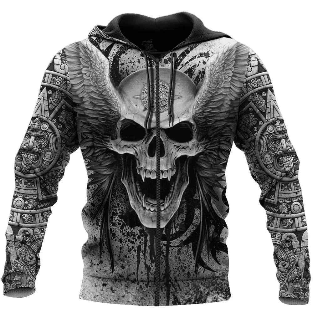 Autumn Men's Zipper Hoodie Mexico style Vintage 3D Print Art New Arrival Harajuku Popular Design Long Sleeve Pullover Men Casual