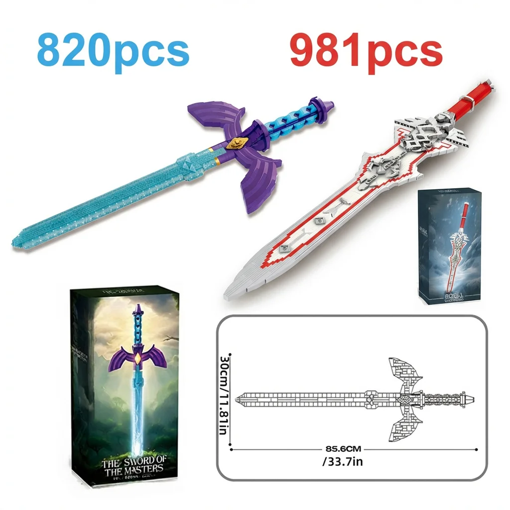 

2291pcs Classic Game Prop, Technical High Difficulty Sword Model, Movie Anime Building Blocks Bricks, Exquisite Box, Boy Gift