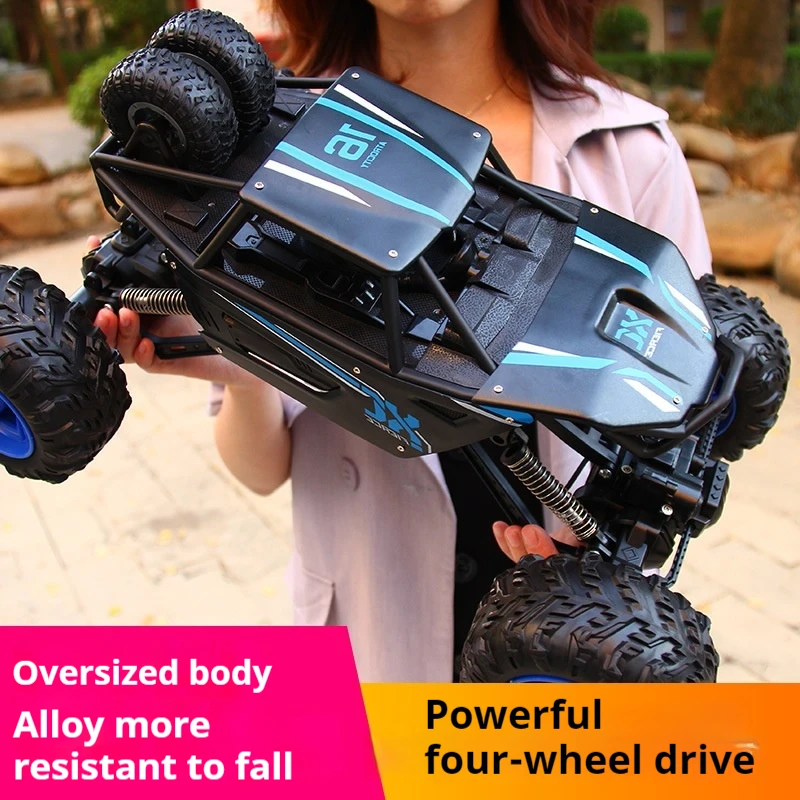 2.4g Electric Four-Wheel Drive Alloy Remote Control Car Toy One Button Lift 1:8 Large Off-Road Climbing Bike Children'S Gift