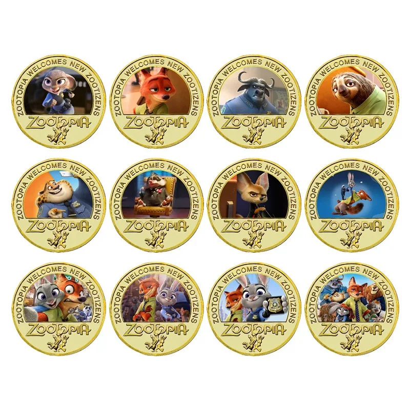 

Disney Coins Zootopia Series Classic Anime Character Commemorative Judy Hopps Nick Wilde Sloth Collectibles Gold Coin Cute Gift