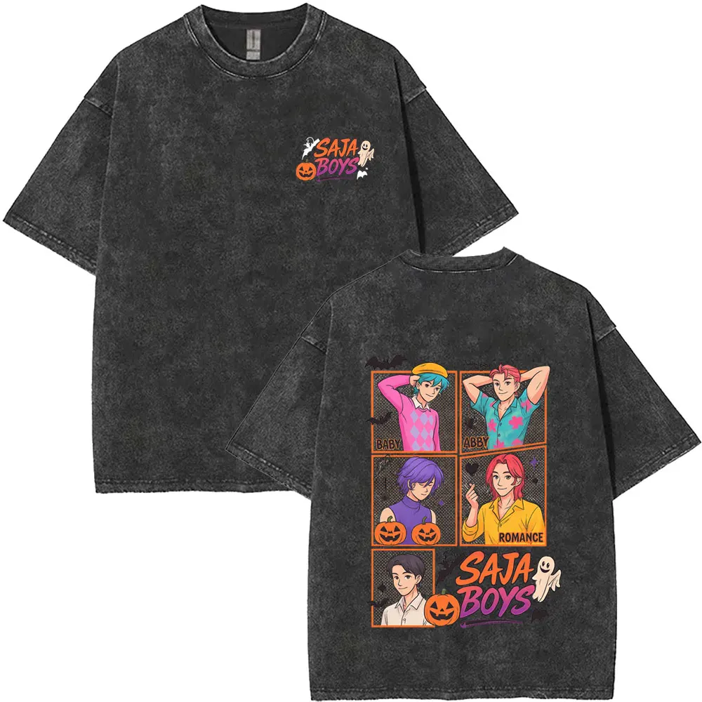 فيلم Kpop شيطان الصيادين رومي ميرا زوي خمر غسلها تي شيرت الرجال النساء هالوين نمط تي شيرت الذكور موضة المتضخم التي شيرت #3