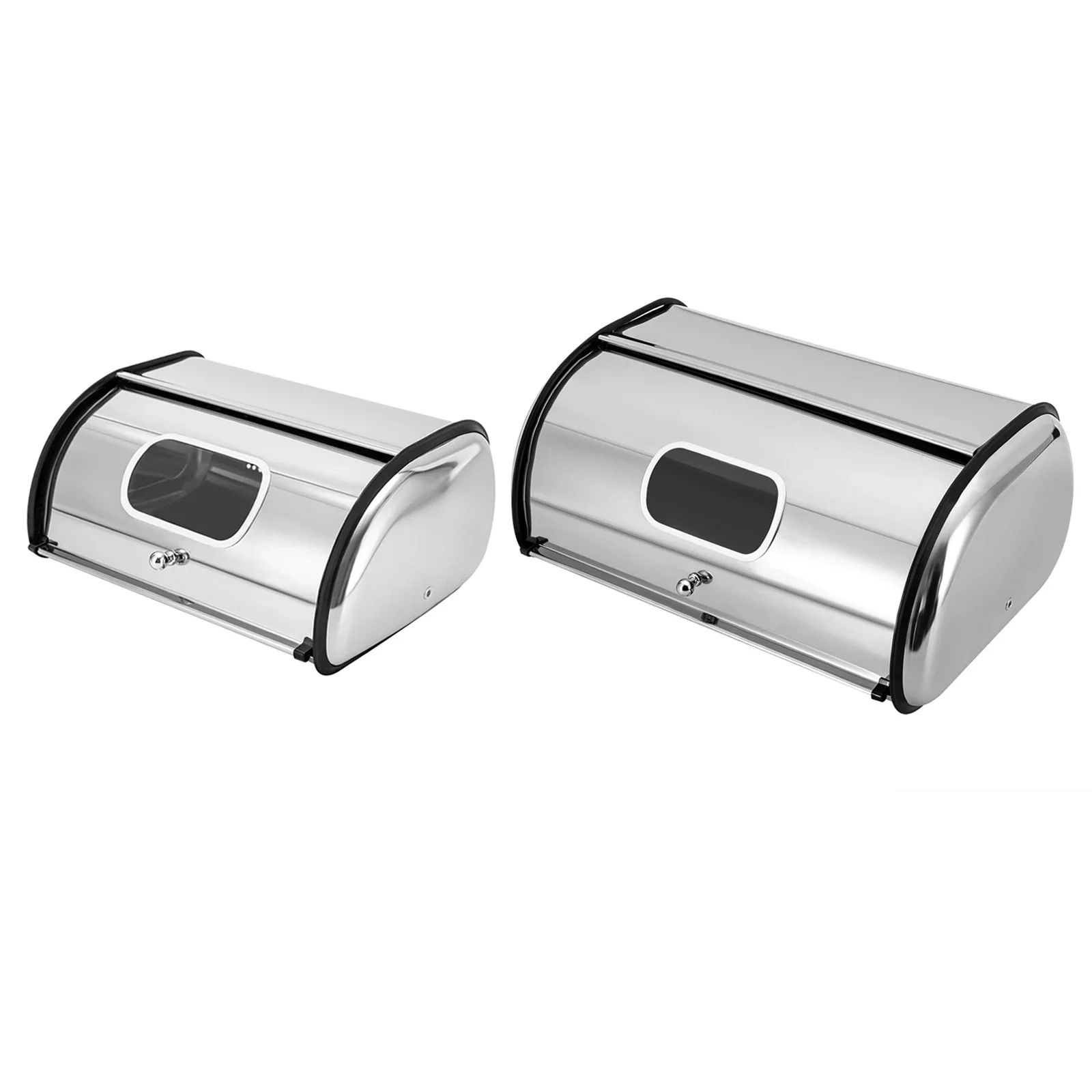 Edelstahl-Brotkasten Bäckerei-Vitrine Brotaufbewahrungsbehälter mit Sichtfenster Rolltop-Deckel 5L Fassungsvermögen für die Küche – Detail 5
