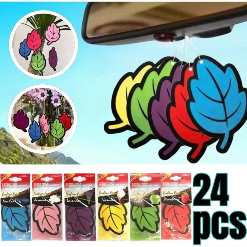 6/12/18/24/36pcs Leaf Shape Car Air Fresheners Natural Scented Tablets For Auto Interior Mirror Hanging Fragrance Accessories