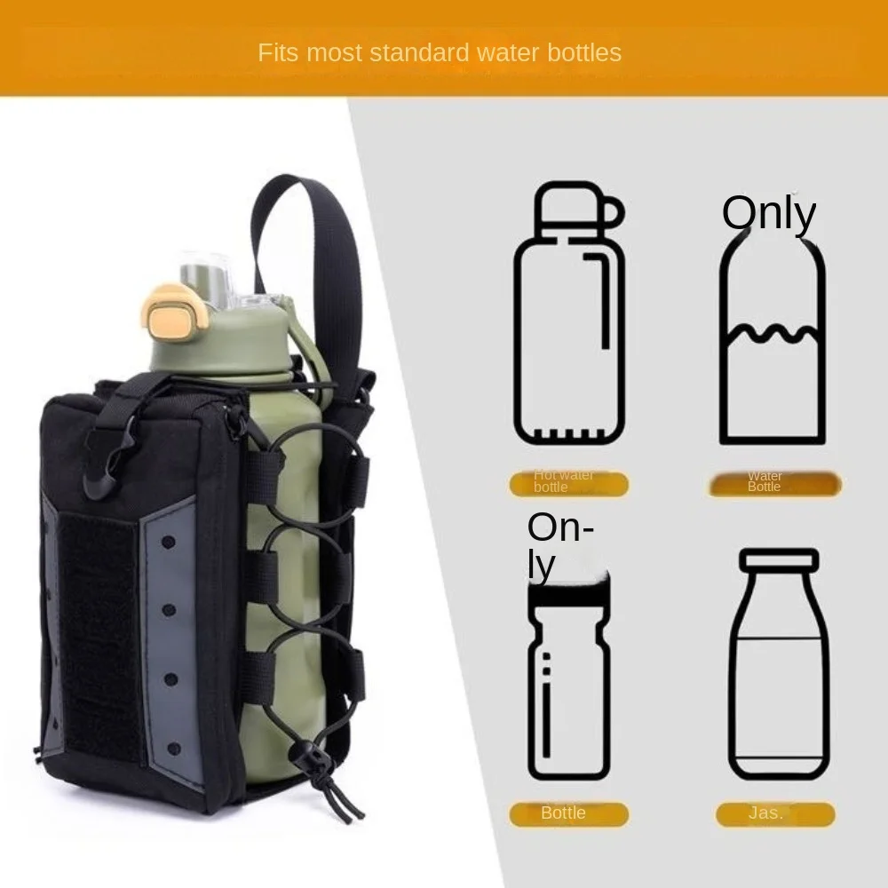 Molle Water Bottle Pouch Canteen Multifunctional Adjustable Kettle Carrier Holder EDC with Multiple Pockets Sports Phone Holder