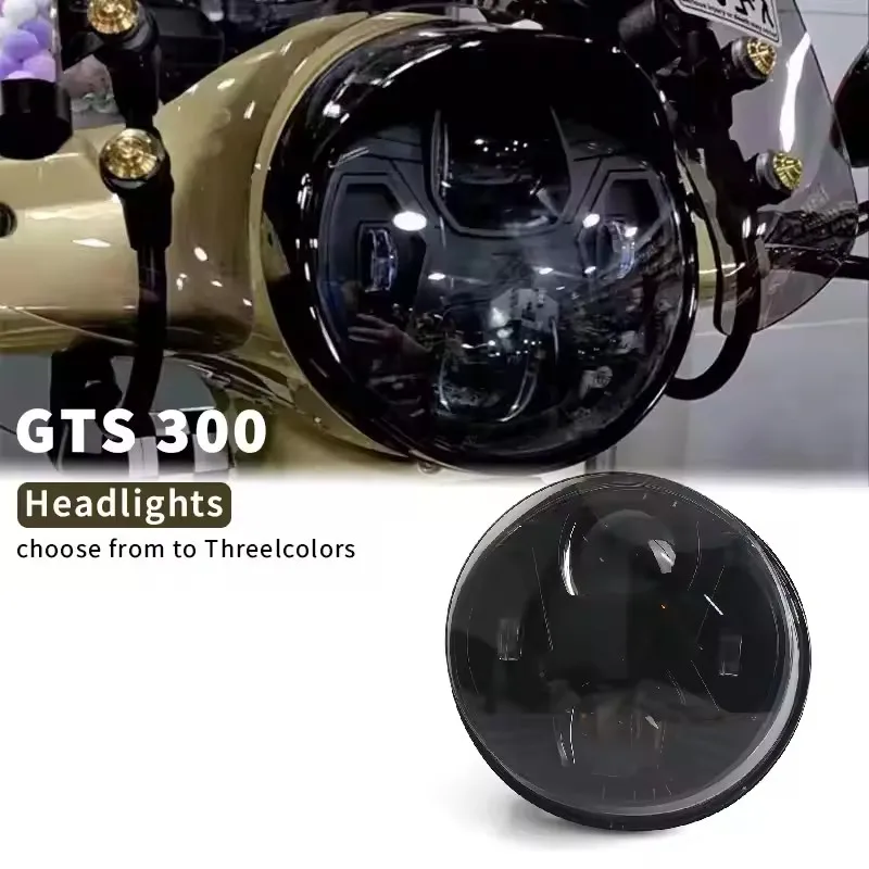

New For Vespa GTS300 GTS 300 gts300 Led Headlight Round Head Light Kit Black and Chrome Motorcycle Accessories