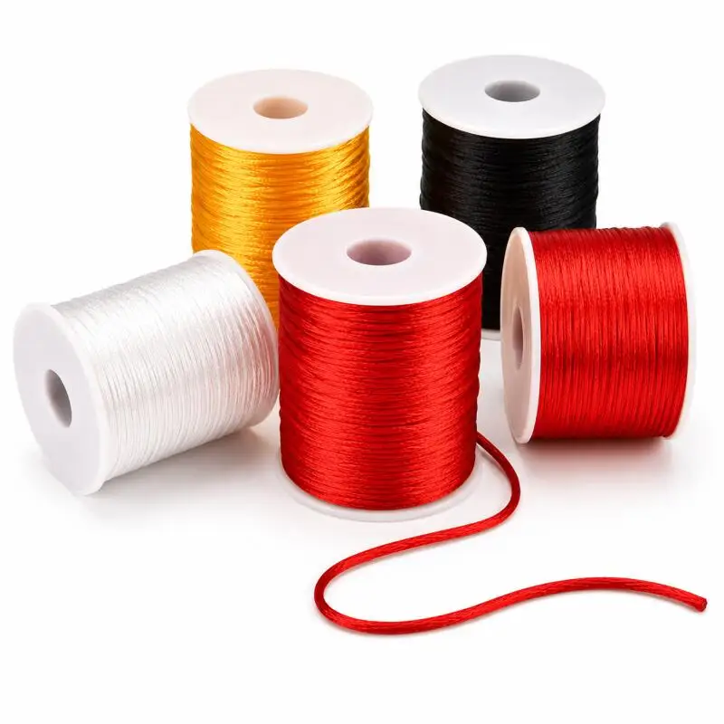 1~3 Rolls 1.5~3 mm Polyester Cord, Chinese Knot Braided Satin Cord, Bracelet Weaving Cord, DIY Tassels, Shamballa Thread