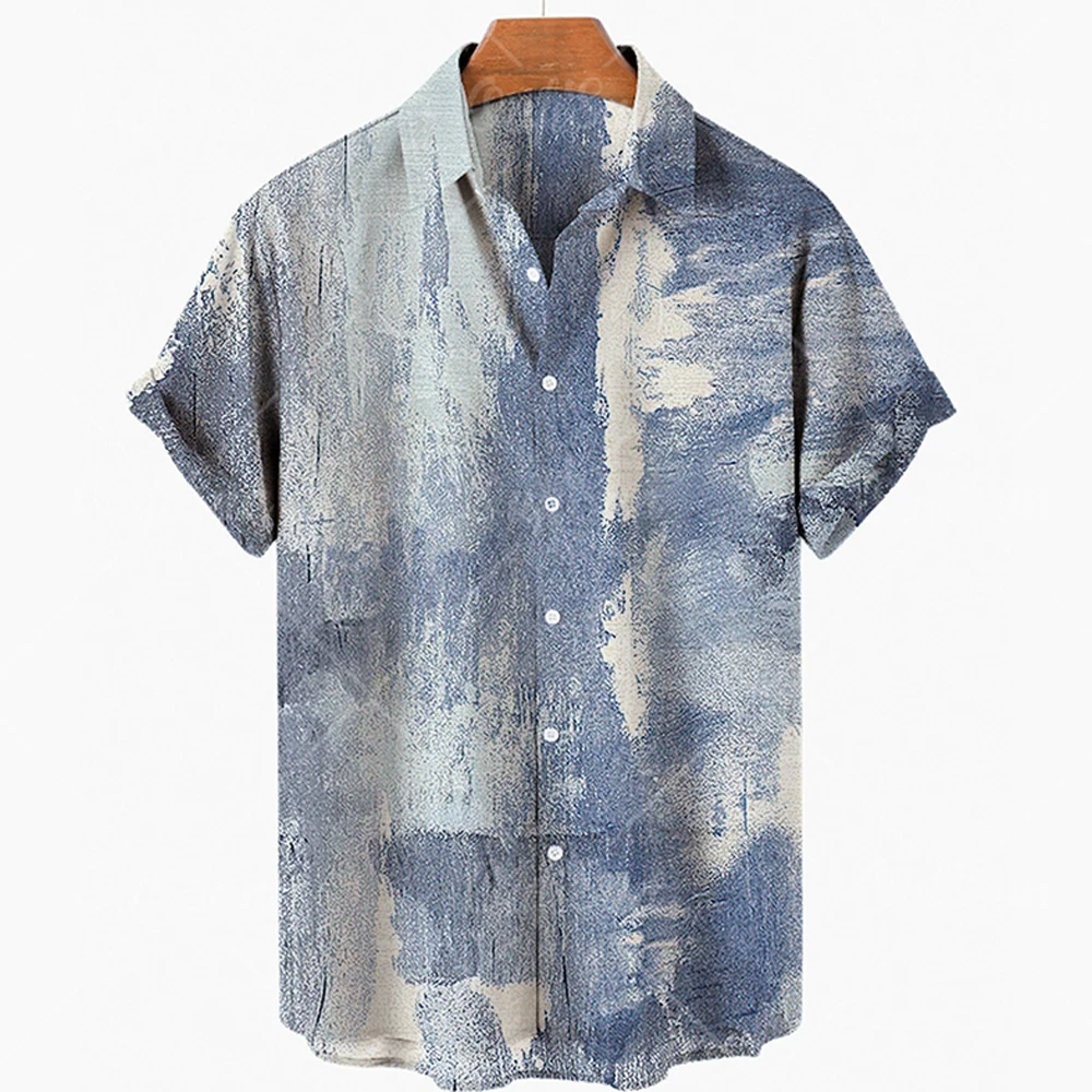 2022 Oil Painting Hawaiian Shirts Hot Print Shirts Men\'s Fashion Short Sleeve Loose Harajuku Beach Shirts for Men