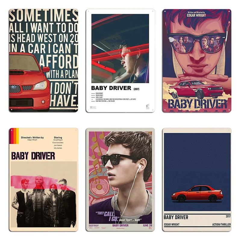 Baby Driver (2017) Alternative Film Poster Action Poster Look Amazing Vintage Metal Character Club Wall Decor Tin Sign Poster