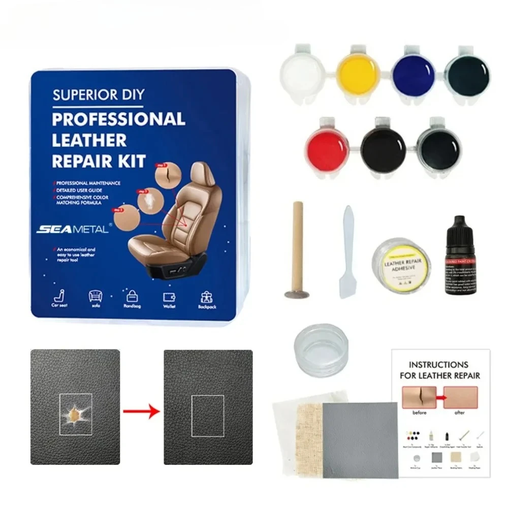 

Набор инструментов для ремонта кожи автомобиля - 7-цветный набор для восстановления трещин из кожи сиденья своими руками