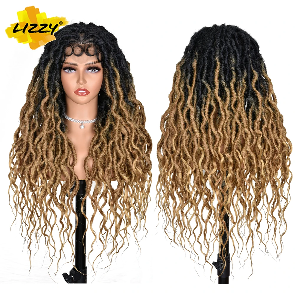 New Goddess Faux Locs 360 Full Lace Wig Synthetic Crochet Braiding Hair Wigs For Black Women Passion Twist Braids Wavy Wig 32