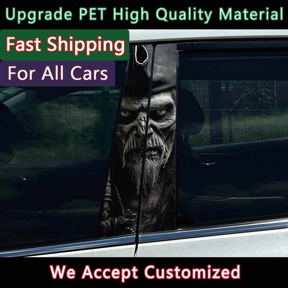 Pirate Captain Skull Vinyl Car Stickers Durable Waterproof and Scratch Resistant PVC Stickers for B-pillars