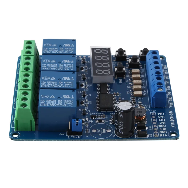1 Piece Relay Module Board With Optocoupler Self-Locking Timing Relay DC 8V-36V 4 Channel Multi-Function