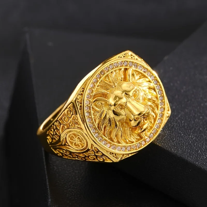 Cincin Lion King sedikit zirkon untuk pria dan wanita