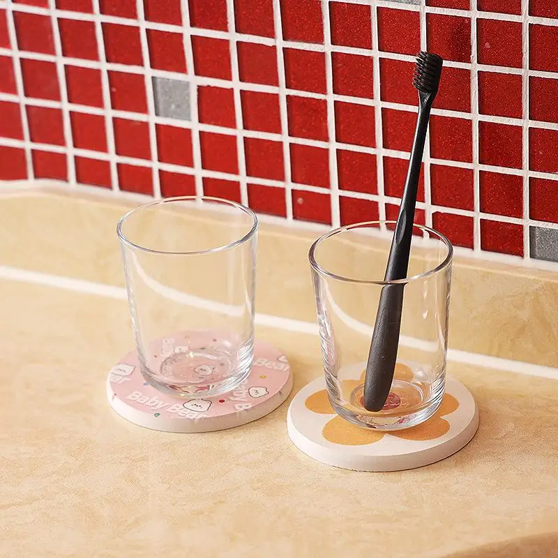 【MA】Diatomite Absorbent Coasters With Cute Cartoon Prints Fast Drying Non Asbestos For Home Kitchen Coffee Table Use