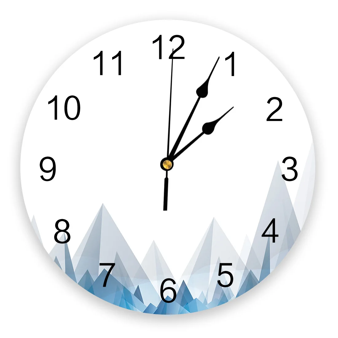 Abstract Blue Mountain White Wall Clock Round Style Fashion Modern Design Wall Clock Home Living Room Bedroom Decoration