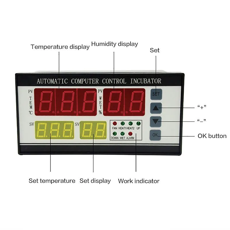 Imagem -06 - Egg Incubadora Controlador Termostato Higrostato Controle Automático Completo Incubadora Multifuncional Sistema de Controle Xm18