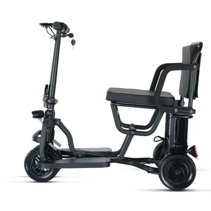 Elderly foldable electric scooter tricycle Elderly power leisure folding three wheels partial three wheels